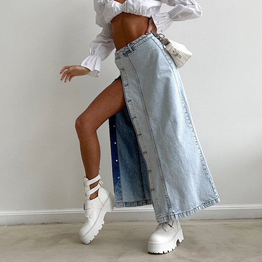 A-line Denim Skirt Side Split