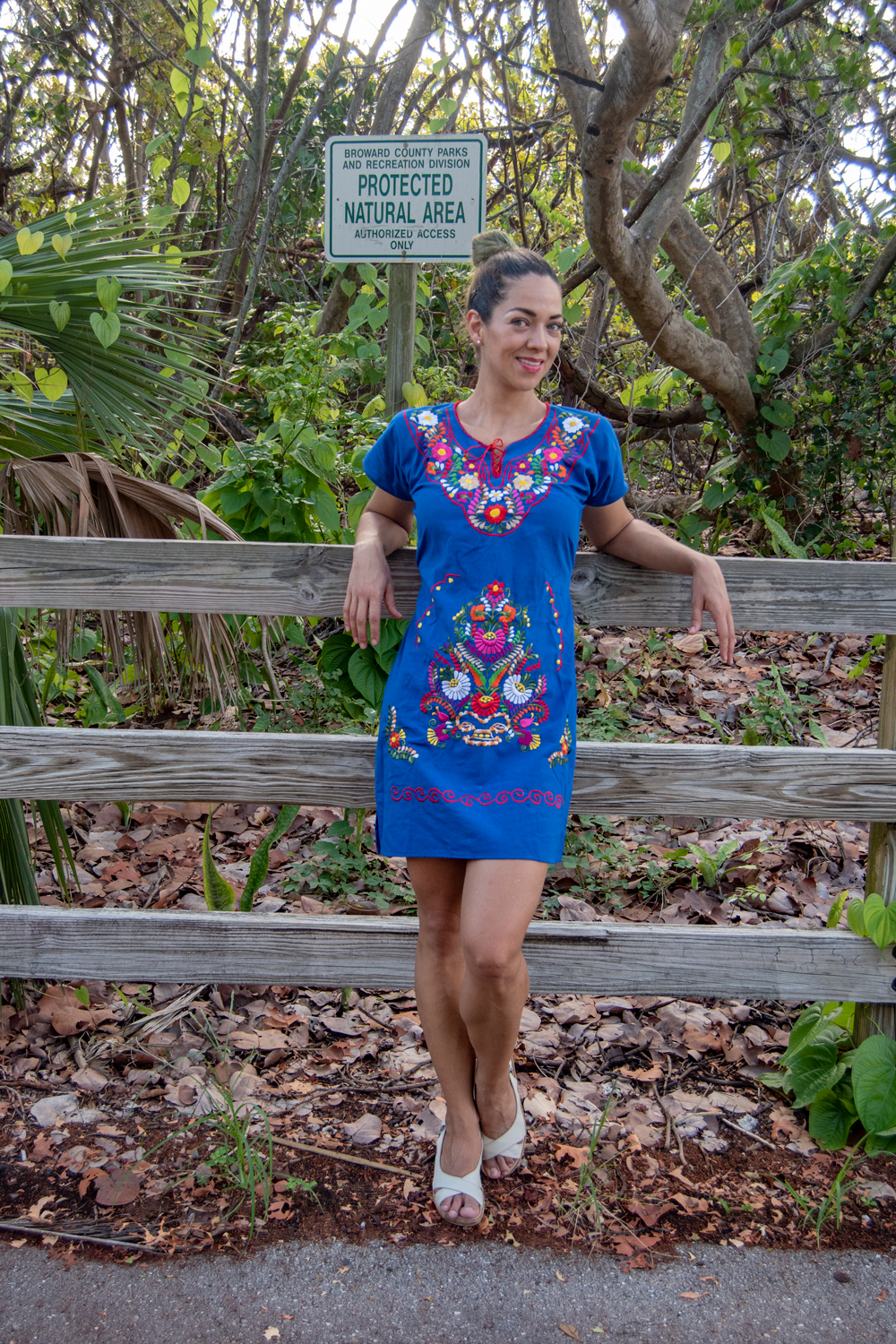 Embrace culture in our Southwestern Blue Colorful Dress. Handcrafted with love, this versatile cotton dress features intricate embroidery from San Gabriel Chilac, Mexico.