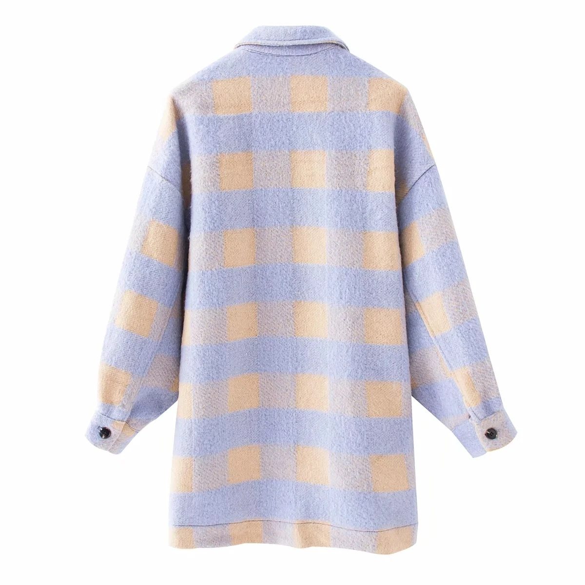 Fashion Oversize Wool Coat Women Pladi Jacket Streetwear