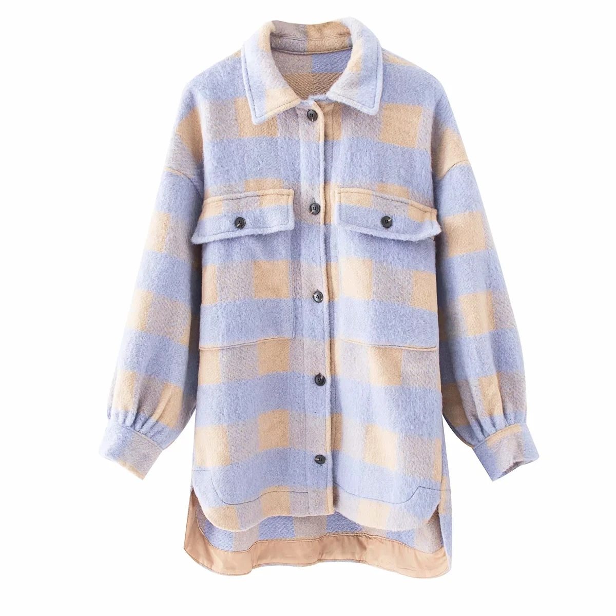 Fashion Oversize Wool Coat Women Pladi Jacket Streetwear