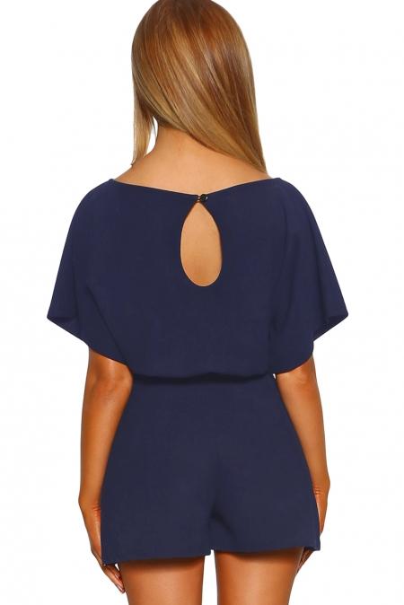 Stay stylish in summer with our chic Dark Blue Over The Top Belted Playsuit. Perfect for casual occasions. Available in the United States.