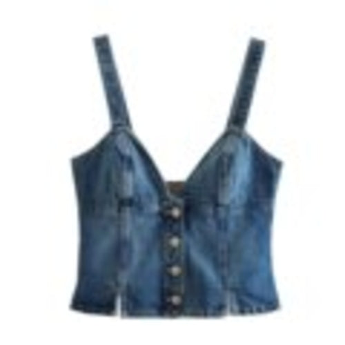 Sexy Spicy Sexy Spicy Girl Denim Camisole with Single Breasted