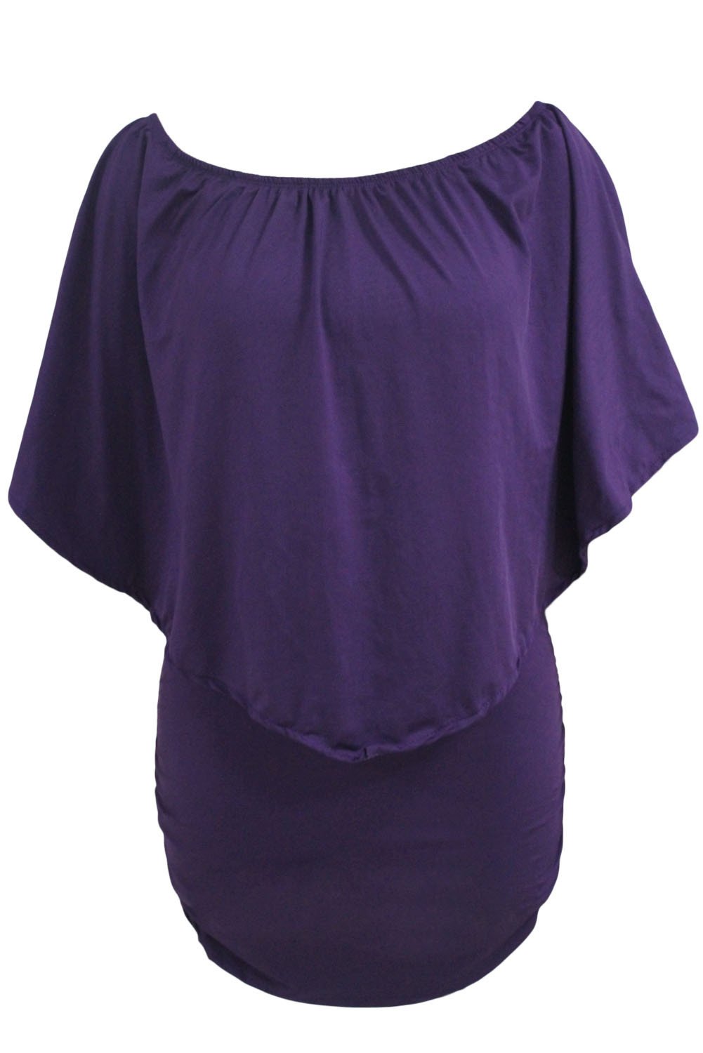 Multi-way Dressing Layered Purple Plus Size Mini Dress