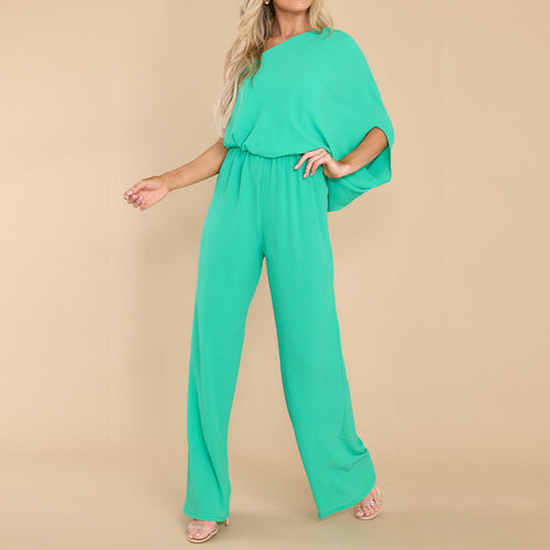 Loose Oblique Shoulder Asymmetrical Jumpsuit