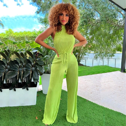 Spring Summer Women Clothing Sexy Women Pleated Jumpsuit