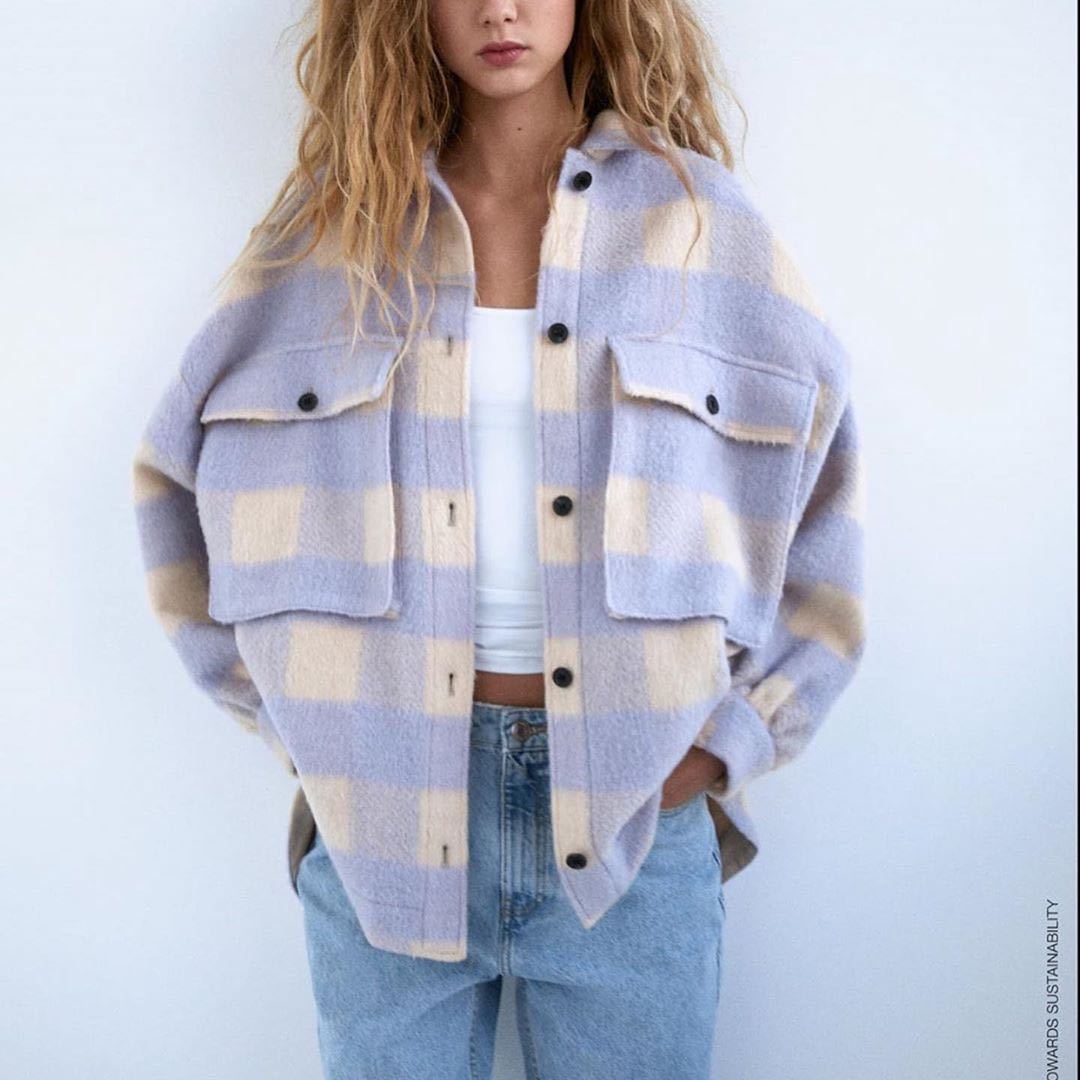 Fashion Oversize Wool Coat Women Pladi Jacket Streetwear