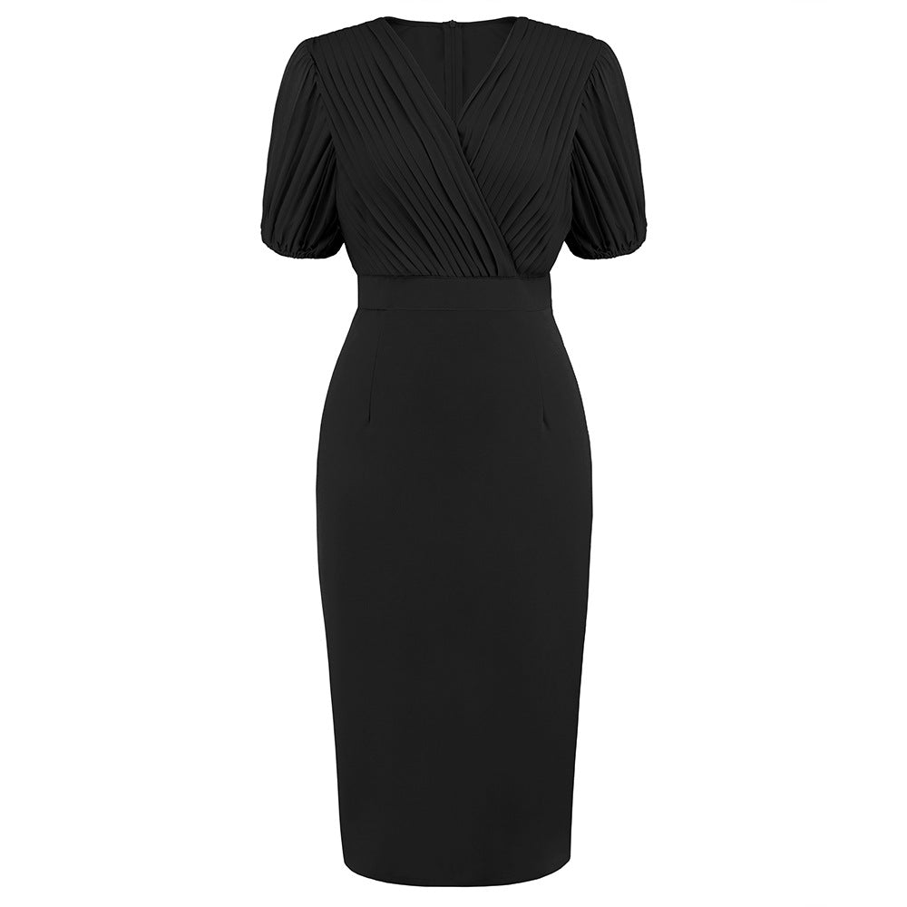 Elevate your style with our Sexy Bodycon Pleated V-Neck Midi Dress. Flattering V-neckline, chic pleats, and a comfortable silhouette make it perfect for special occasions. Available in sizes S to XXL