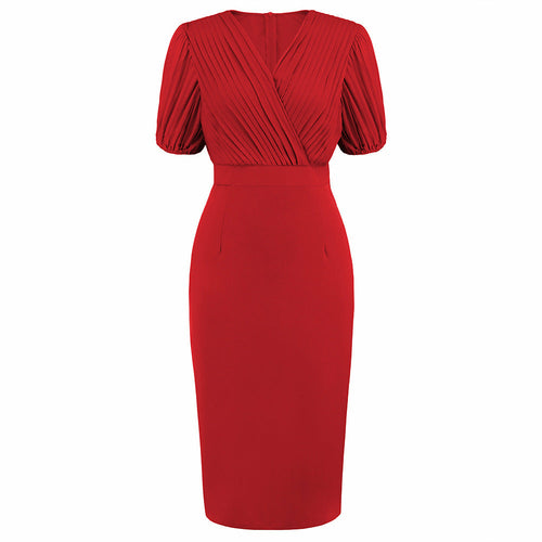 Elevate your style with our Sexy Bodycon Pleated V-Neck Midi Dress. Flattering V-neckline, chic pleats, and a comfortable silhouette make it perfect for special occasions. Available in sizes S to XXL