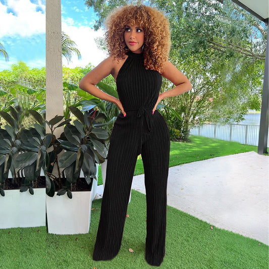 Spring Summer Women Clothing Sexy Women Pleated Jumpsuit