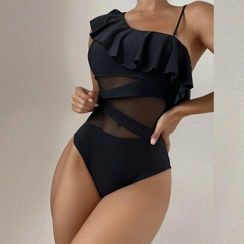 Stand out in style with the Summer Sexy Ruffle Mesh One-Piece Swimsuit. Trendy and unique, this swimsuit offers a flattering fit, accentuating your curves with high-quality comfort. Perfect for beach days and poolside fashion in the United States.