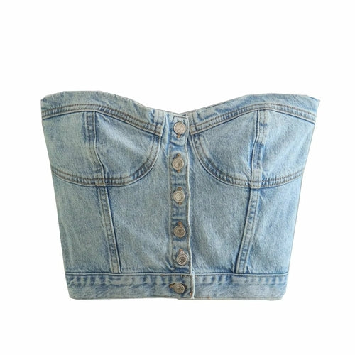 Embrace style and comfort with Woman Denim Corset Wrap Chest Tops – perfect for a fashionable and cozy look. Available in various sizes for women in the United States.