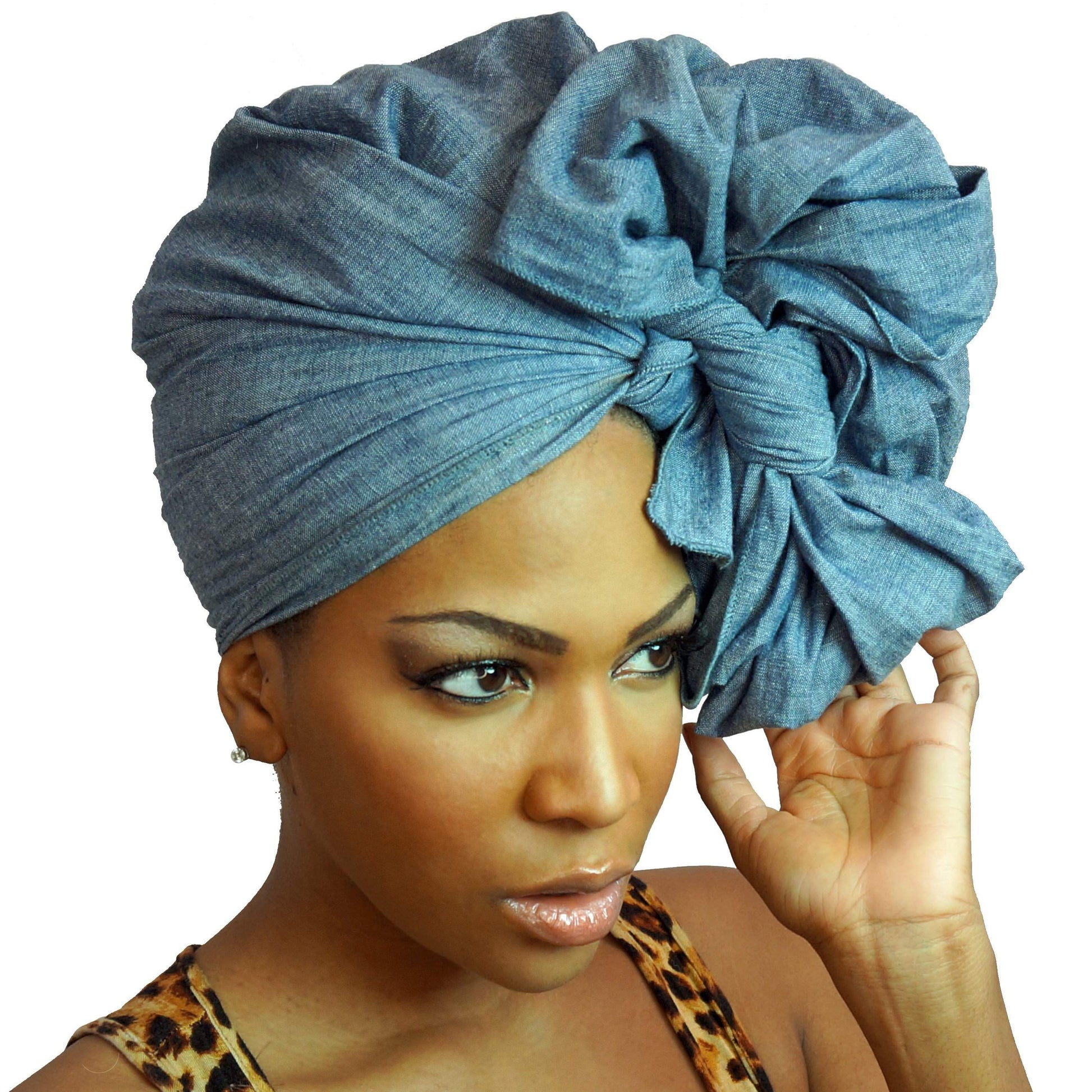 Denim Chambray African Headwrap