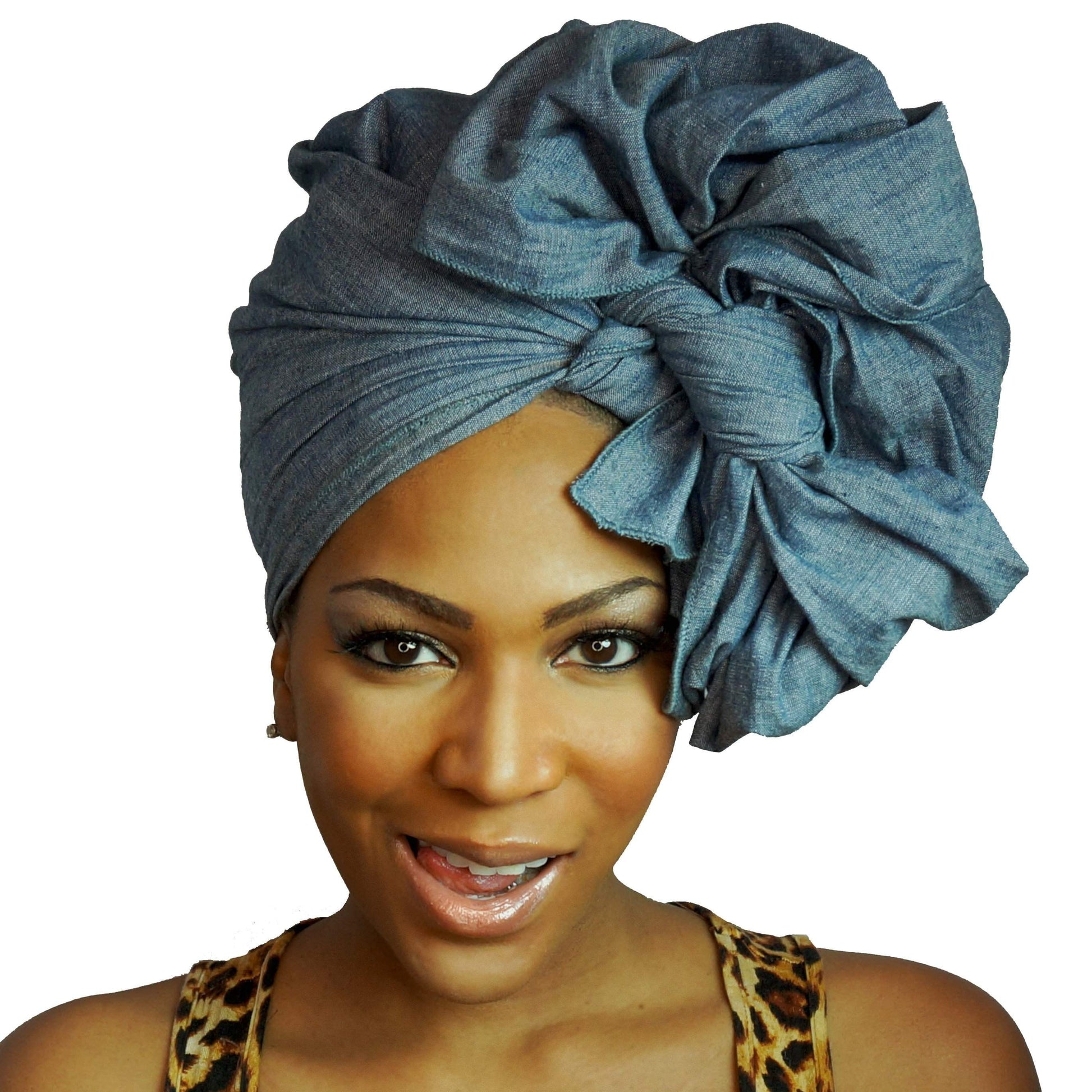 Denim Chambray African Headwrap