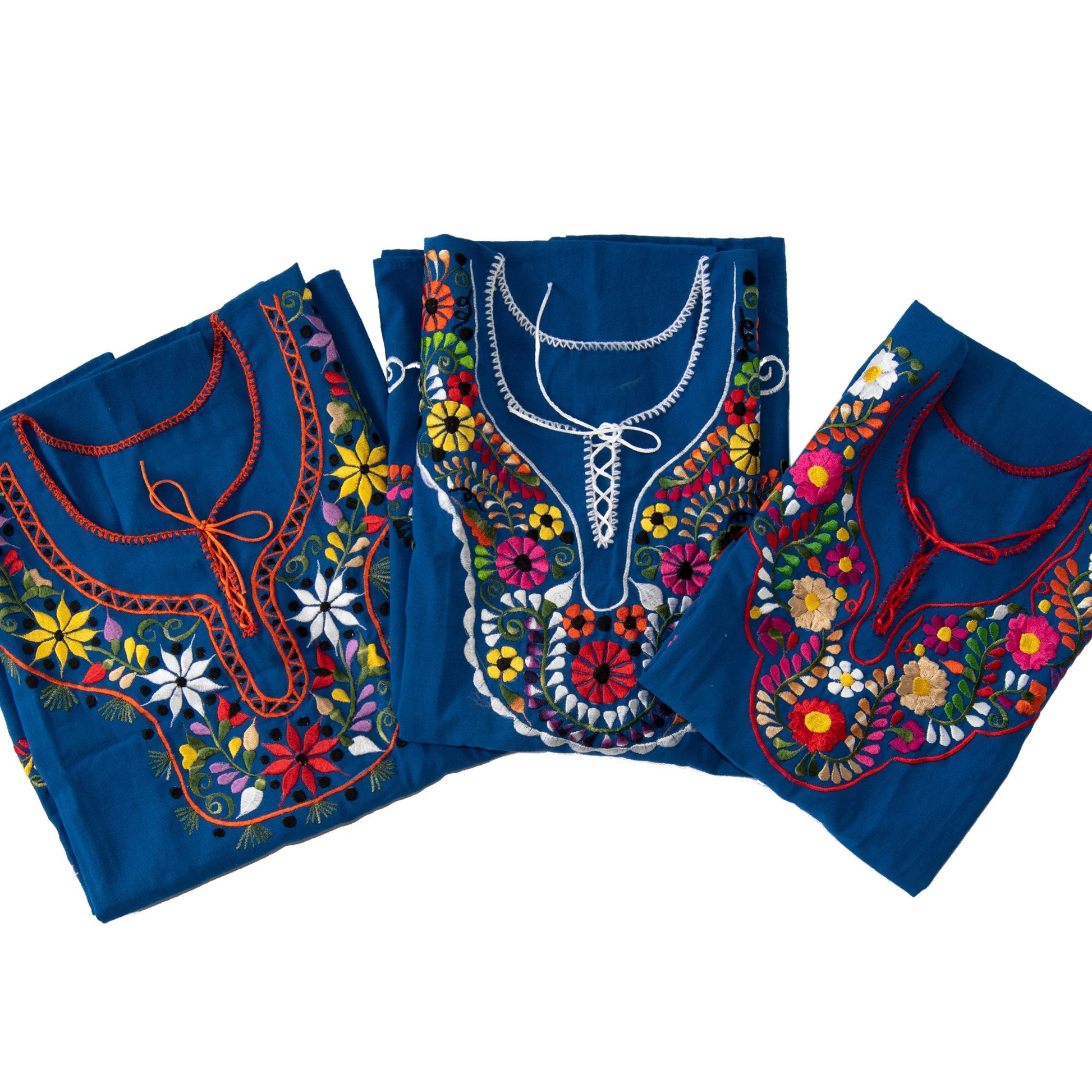 Embrace culture in our Southwestern Blue Colorful Dress. Handcrafted with love, this versatile cotton dress features intricate embroidery from San Gabriel Chilac, Mexico.