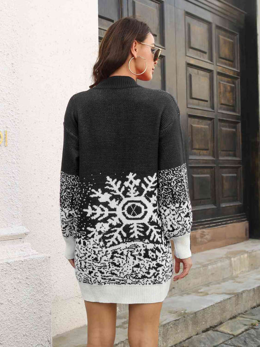 Snowflake Pattern Sweater Dress